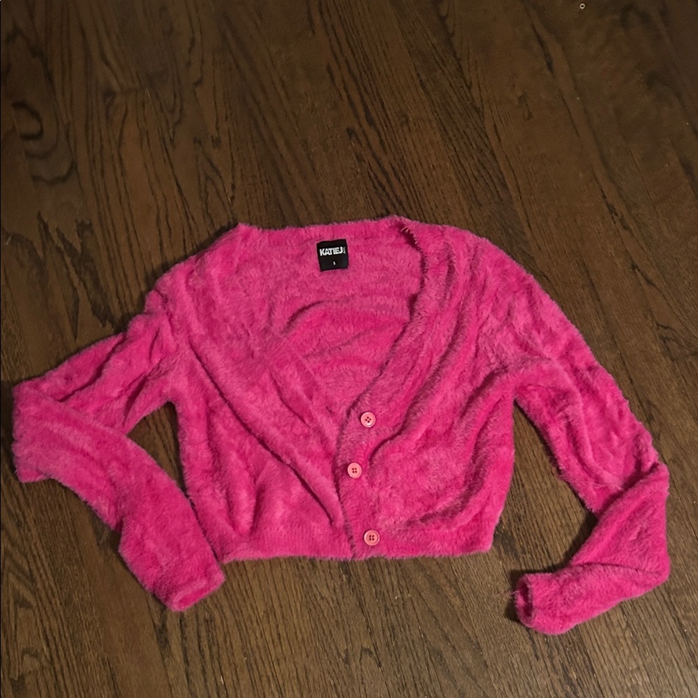 Katie J NYC Pink Fuzzy Kids Sweater